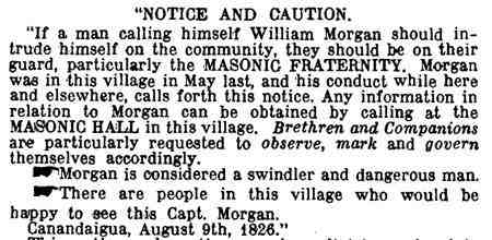 Notice about William Morgan 